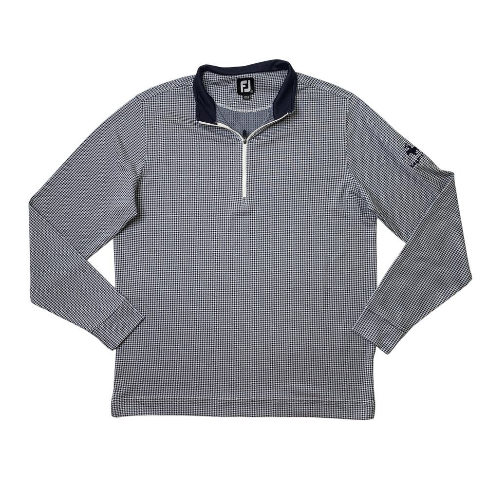 FootJoy Shirt Mens L Large Navy White Houndstooth Geo Mid Layer Golf Pullover